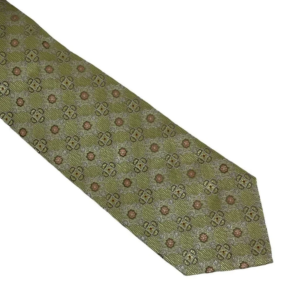 NWT Gladson Men's‎ Necktie Silk Gold Orange Geometric 4
